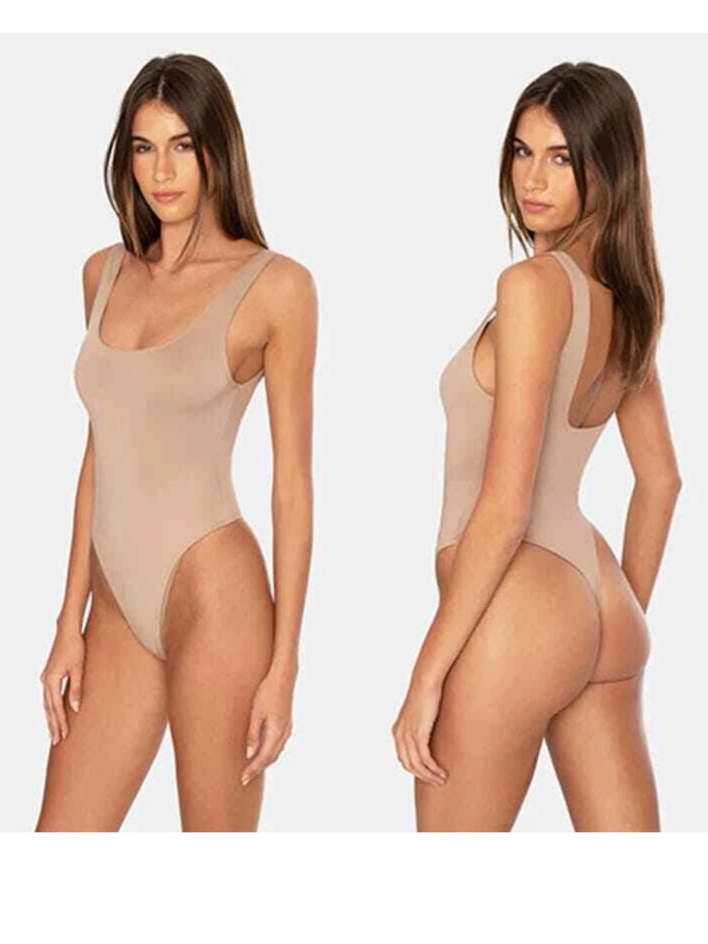 OW Collection Hanna High Cut Leg Sleeveless Bodysuit Nude Women's Size: XL NWT